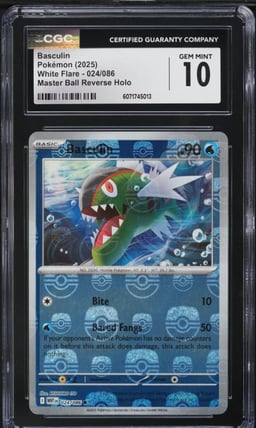 2025 Pokemon SV White Flare Master Ball Reverse Holo Basculin #24 CGC 10 GEM