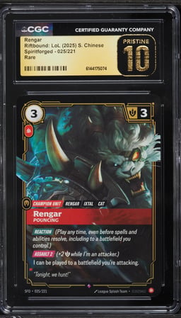 2025 Riftbound: LoL Spiritforged Rengar #025 CGC 10 PRISTINE