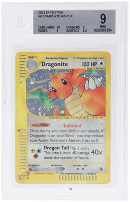 2002 Pokemon Expedition Holo Dragonite #9 BGS 9