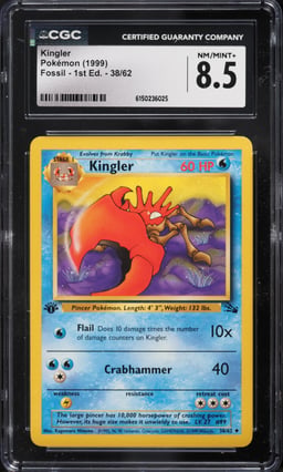 1999 Pokemon Fossil 1st Edition Kingler #38 CGC 8.5 NM-MT+