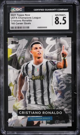 2021 Topps Now UEFA Champions League 768 Career Goals Cristiano Ronaldo CGC 8.5 NM-MT+
