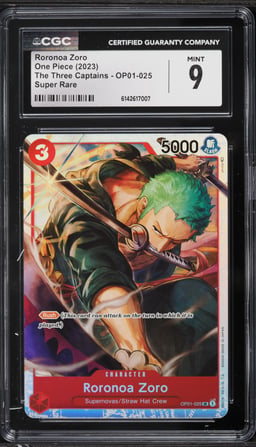 2023 One Piece The Three Captains SR Roronoa Zoro #OP01-025 CGC 9 MINT