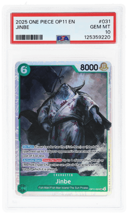 2025 One Piece A Fist of Divine Speed Jinbe #OP11-031 PSA 10