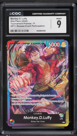 2025 One Piece Promo OP11 Release Event Participation Leader Monkey D. Luffy #P CGC 9 MINT