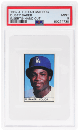 1982 All-Star Game Program Inserts Hand Cut Dusty Baker PSA 9