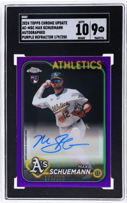 2024 Topps Chrome Update Autograph Purple Refractor Max Schuemann #AC-MSC 179/250 SGC 9