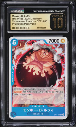 2026 One Piece Tournament Promos Promotion Pack Vol.8 Monkey D. Luffy #OP11-058 CGC 10 PRISTINE