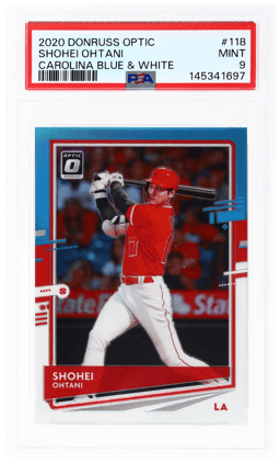 2020 Panini Donruss Optic Carolina Blue and White Shohei Ohtani #118 PSA 9