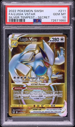 2022 Pokemon Sword & Shield Silver Tempest Gold Rare Lugia VSTAR #211 PSA 10 GEM MINT