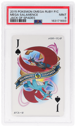 2015 Pokemon Omega Ruby Playing Cards Jack of Spades Mega Salamence PSA 9