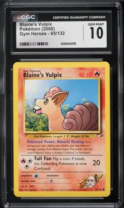 2000 Pokemon Gym Heroes Blaine's Vulpix #65 CGC 10 GEM MINT