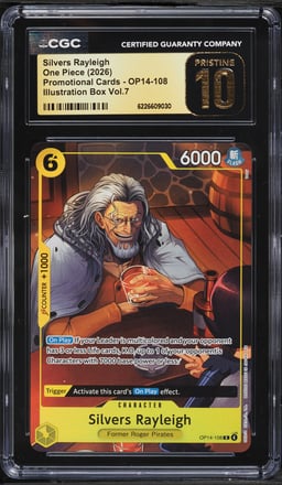 2026 One Piece Promo Illustration Box Vol. 7 Alt Art Silvers Rayleigh #OP14-108 CGC 10 PRISTINE