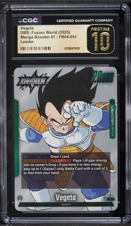 2025 DBS Fusion World Manga Booster 01 Gold Vegeta Leader #FB04-051 CGC 10 PRISTINE