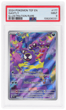 2024 Pokemon Scarlet and Violet Temporal Forces Illustration Rare Gastly #177 PSA 9