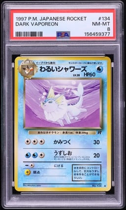 1997 Pokemon Japanese Rocket Gang Dark Vaporeon #134 PSA 8 NM-MT