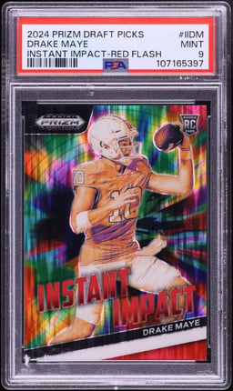 2024 Panini Prizm Draft Picks Instant Impact Red Flash Drake Maye ROOKIE /49 #IIDM PSA 9 MINT