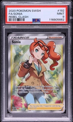 2020 Pokemon Sword & Shield Rebel Clash Full Art Sonia #192 PSA 9 MINT