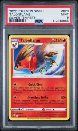 2022 POKEMON SWORD & SHIELD SILVER TEMPEST #029 TALONFLAME PSA 9