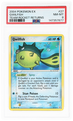 2004 Pokemon Ex Team Rocket Returns Qwilfish #27 PSA 8