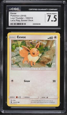 2018 Pokemon Sun & Moon Lost Thunder Let's Play Eevee #155 CGC 7.5 NRMT+