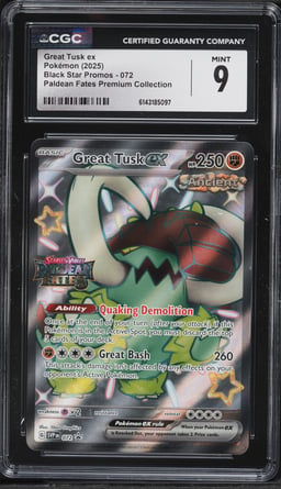 2025 Pokemon Scarlet & Violet Promo Paldean Fates Premium Full Art Great Tusk EX #72 CGC 9 MINT