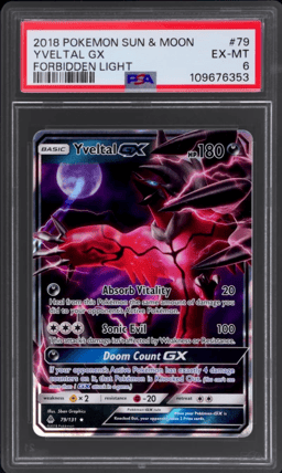 2018 Pokemon Sun and Moon Forbidden Light Yveltal Gx #79 PSA 6