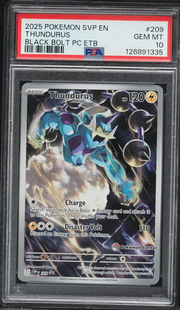 2025 Pokemon SV Promo Black Bolt Center ETB Full Art Thundurus #209 PSA 10 GEM MINT