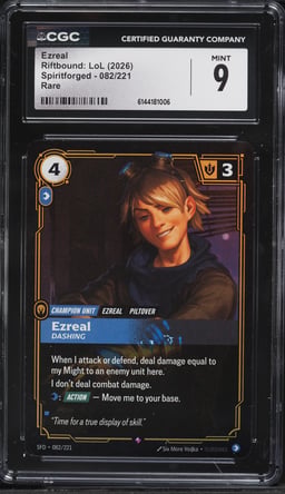 2026 Riftbound League Of Legends LoL Spiritforged Ezreal #82 CGC 9 MINT