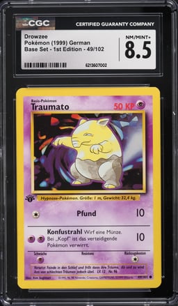 1999 Pokemon German Base Set 1st Edition Drowzee #49 CGC 8.5 NM-MT+