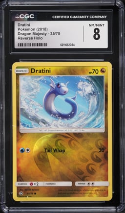 2018 Pokemon Dragon Majesty Reverse Holo Dratini #35 CGC 8 NM-MT