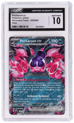 2024 Pokemon Scarlet and Violet Shrouded Fable Pecharunt Ex #039 CGC 10