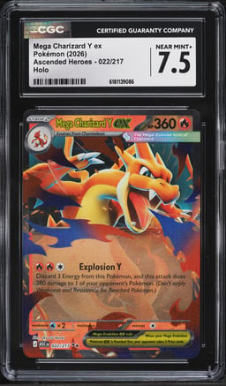 2026 Pokemon Mega Evolution Ascended Heroes Holo Mega Charizard Y Ex #22 CGC 7.5 NRMT+