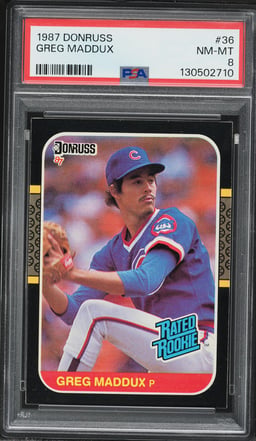 1987 Donruss Greg Maddux ROOKIE #36 PSA 8 NM-MT