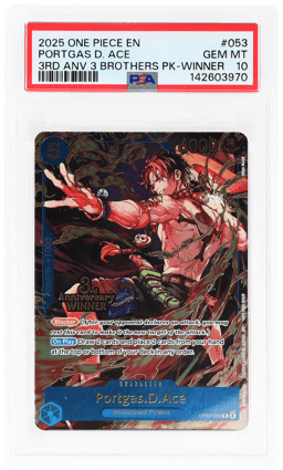 2025 One Piece Promo 3rd Anniversary Event Winner Prize Portgas D. Ace #OP07-053 PSA 10
