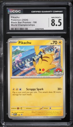 2024 Pokemon Scarlet & Violet Black Star Promo World Championships Pikachu #190 CGC 8.5 NM-MT+