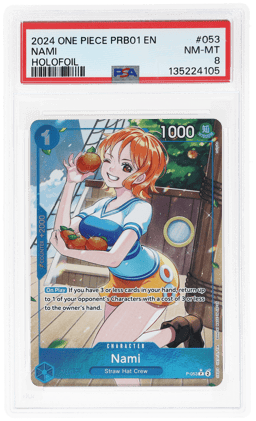 2024 One Piece Premium Booster Holofoil Nami #P-O53 PSA 8