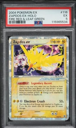 2004 Pokemon EX Fire Red & Leaf Green Holo Zapdos ex #116 PSA 5 EX