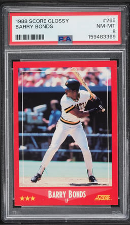 1988 Score Glossy Barry Bonds #265 PSA 8 NM-MT