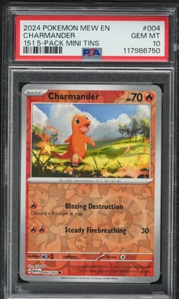 2024 Pokemon Mew En-151 5 Pack Mini Tin Charmander #004 PSA 10 GEM MINT
