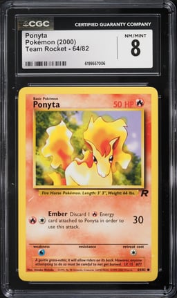 2000 Pokemon Team Rocket Ponyta #64 CGC 8 NM-MT