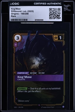 2025 Riftbound League Of Legends LoL Origins Kog'Maw #190 CGC AUTH