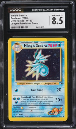 2000 Pokemon Gym Heroes League Prerelease Promo Holo Misty's Seadra #9 CGC 8.5 NM-MT+