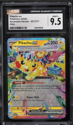 2026 Pokemon Mega Evolution Ascended Heroes Holo Pikachu Ex #57 CGC 9.5 MINT+