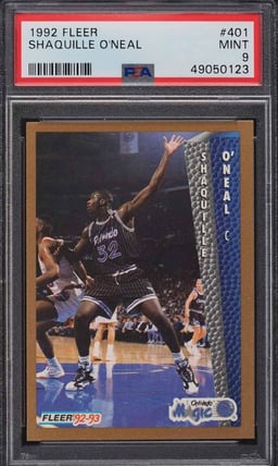 1992 Fleer Basketball Shaquille O'Neal ROOKIE #401 PSA 9 MINT