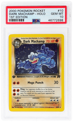 2000 Pokemon Team Rocket 1st Edition Holo Dark Machamp #10 PSA 10