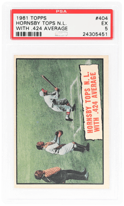 1961 Topps With 424 Average Rogers Hornsby #404 PSA 5