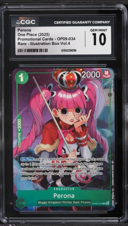 2025 One Piece Promotional Illustration Box Volume 4 Alt Art Perona #OP09-034 CGC 10 GEM MINT