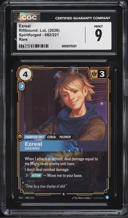 2026 Riftbound League Of Legends LoL Spiritforged Ezreal #82 CGC 9 MINT