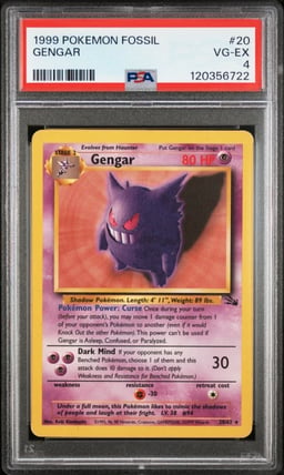 1999 POKEMON FOSSIL #20 GENGAR PSA 4
