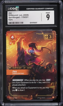 2026 Riftbound League Of Legends LoL Spiritforged Jax #119 CGC 9 MINT